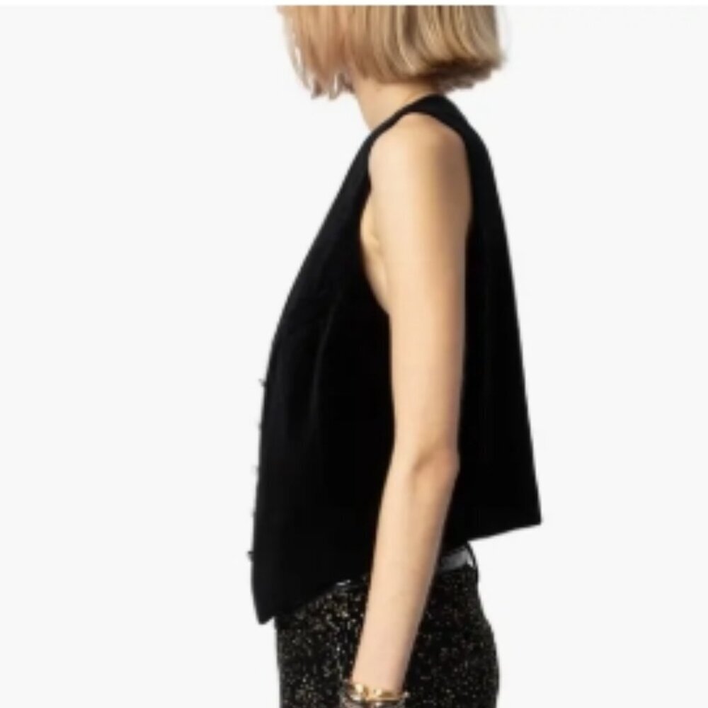 Zadig & Voltaire Emaux Velvet Vest – Black (S/36) NWT - Picture 3 of 11